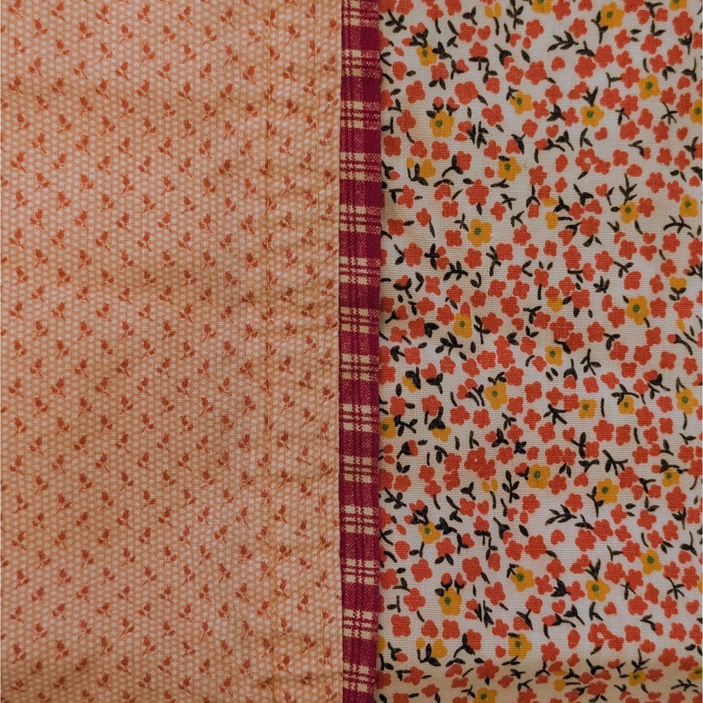 Vintage Handmade Pillowcase Pair Standard Pink Floral Feedsack Cotton Rustic